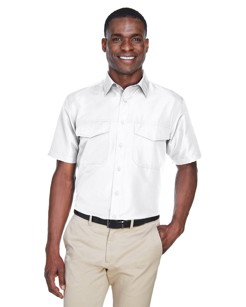 Harriton-M580-Key West Short Sleeve Performance Staff Shirt-WHITE