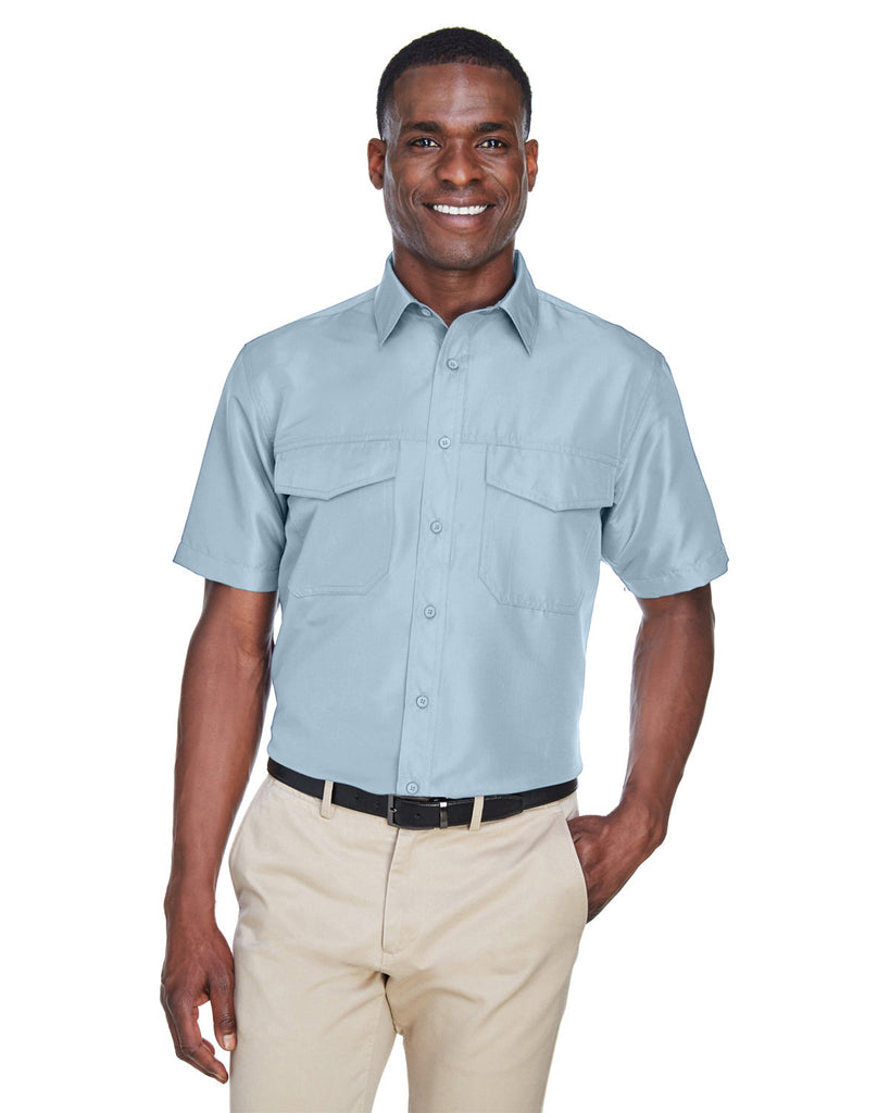 Harriton-M580-Key West Short Sleeve Performance Staff Shirt-CLOUD BLUE