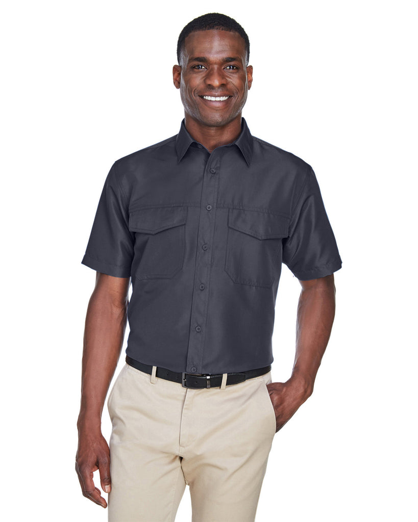 Harriton-M580-Key West Short Sleeve Performance Staff Shirt-DARK CHARCOAL