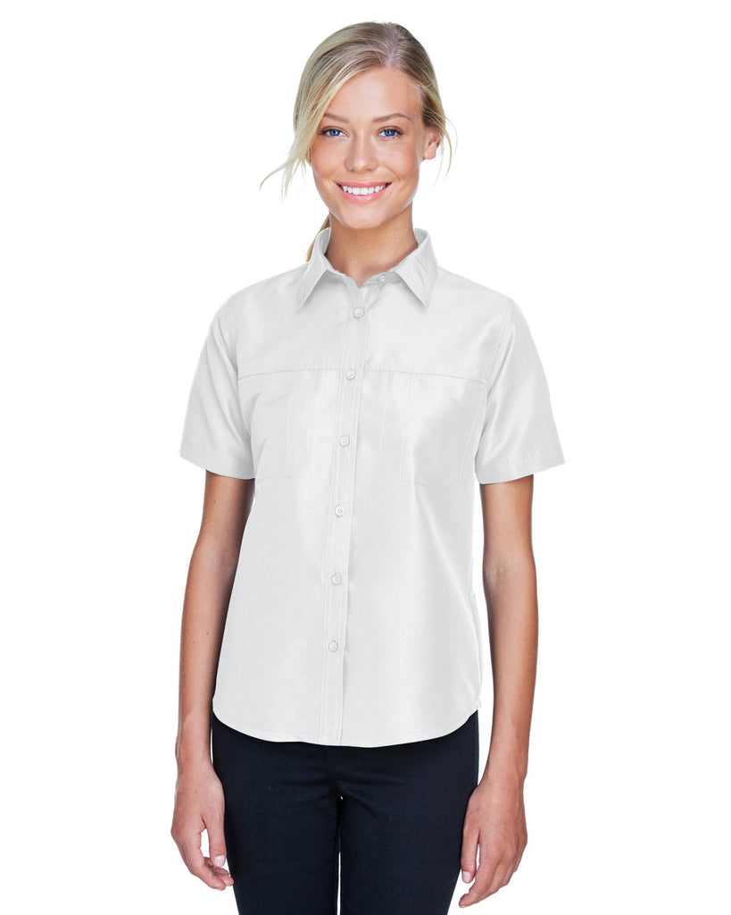Harriton-M580W-Key West Short Sleeve Performance Staff Shirt-WHITE