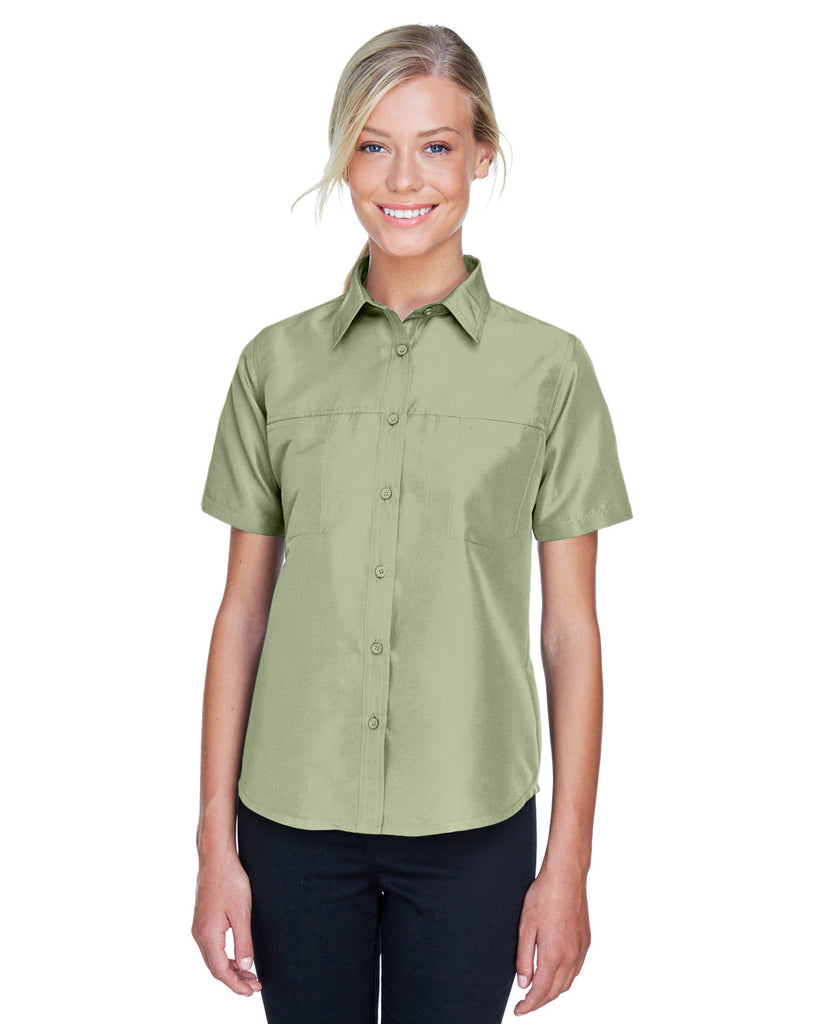 Harriton-M580W-Key West Short Sleeve Performance Staff Shirt-GREEN MIST