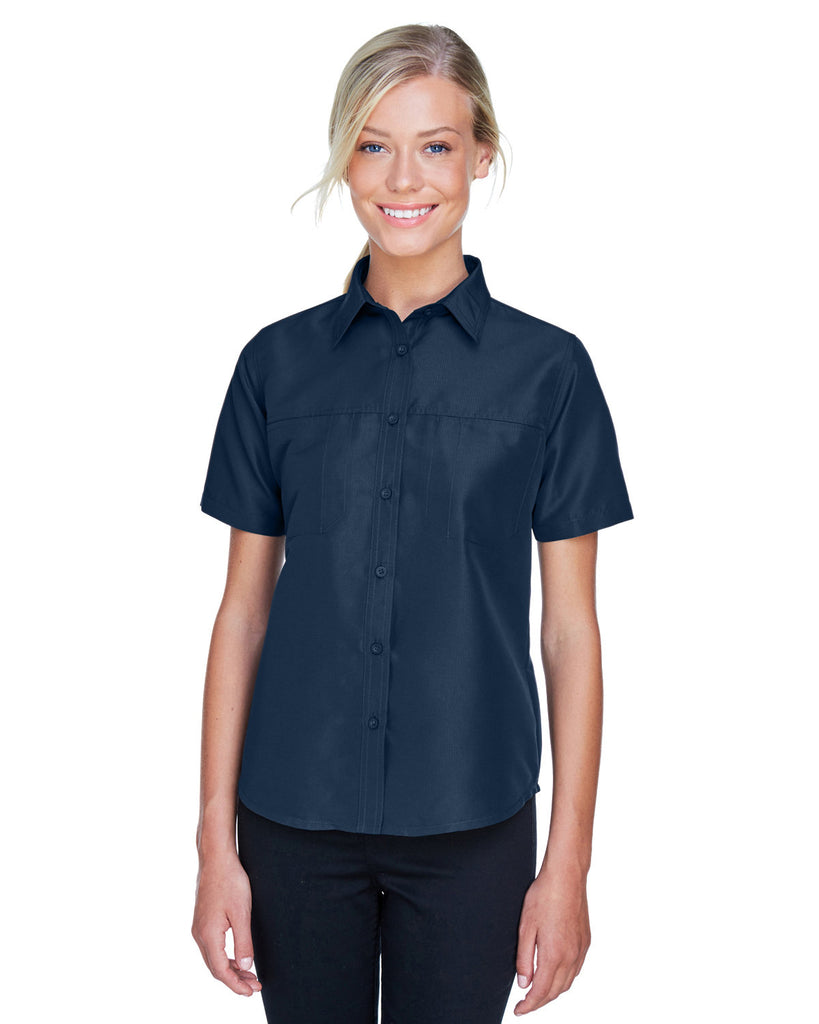 Harriton-M580W-Key West Short Sleeve Performance Staff Shirt-NAVY