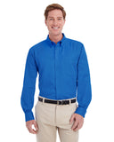 Harriton-M581-Foundation Cotton Long Sleeve Twill Shirt With▀Teflon-FRENCH BLUE