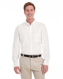 Harriton-M581-Foundation Cotton Long Sleeve Twill Shirt With▀Teflon-WHITE