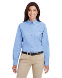 Harriton-M581W-Foundation Cotton Long Sleeve Twill Shirt With▀Teflon-INDUSTRY BLUE