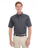 Harriton-M582-Foundation Cotton Short Sleeve Twill Shirt With Teflon-DARK CHARCOAL