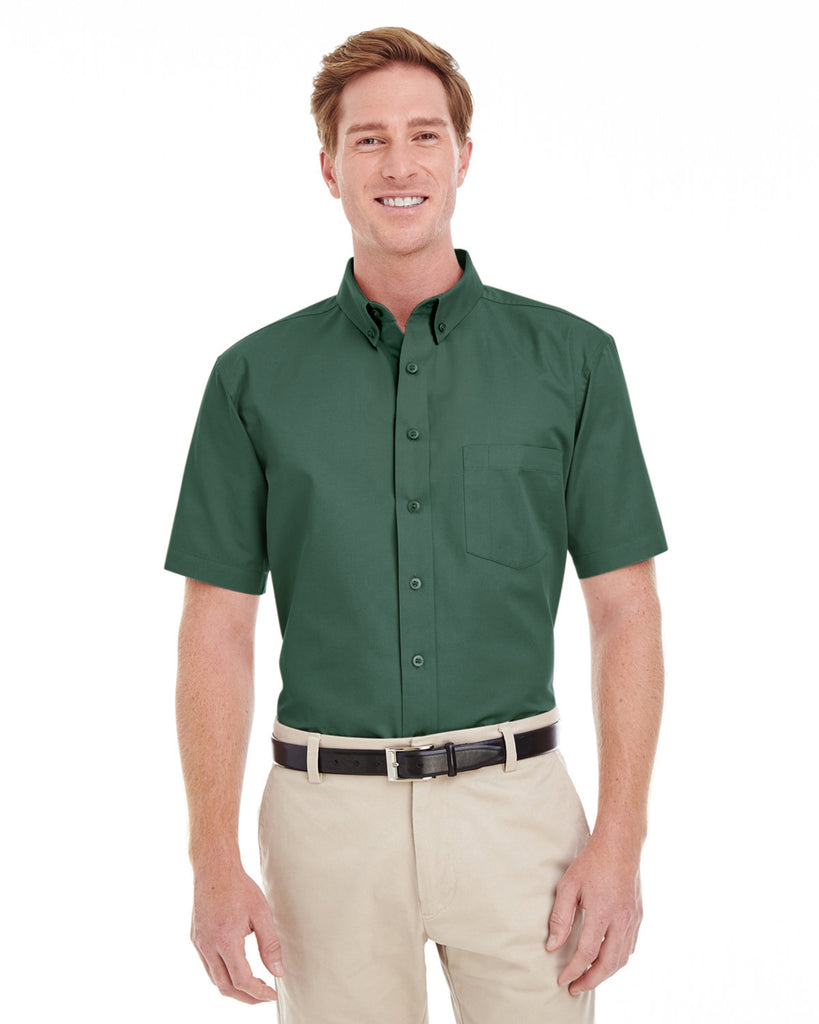 Harriton-M582-Foundation Cotton Short Sleeve Twill Shirt With Teflon-HUNTER