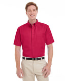 Harriton-M582-Foundation Cotton Short Sleeve Twill Shirt With Teflon-RED