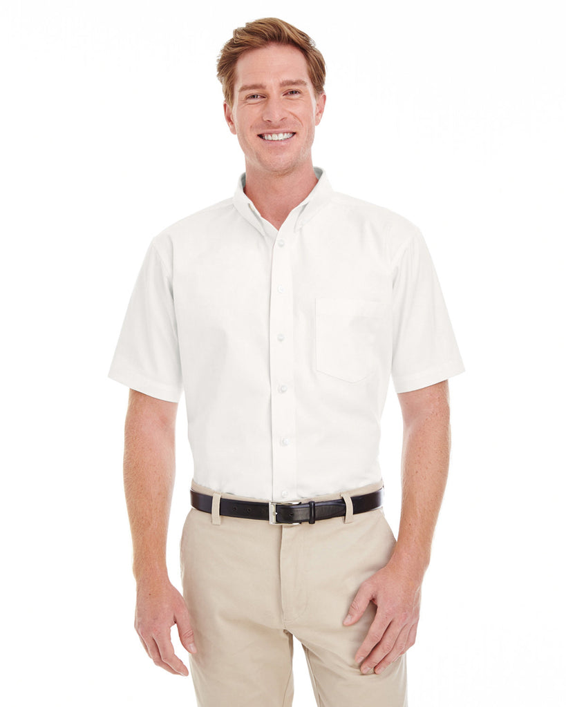 Harriton-M582-Foundation Cotton Short Sleeve Twill Shirt With Teflon-WHITE