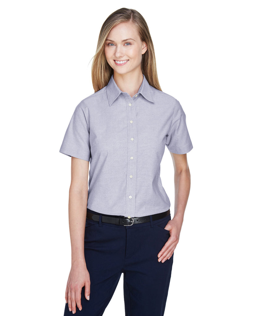 Harriton-M600SW-Short Sleeve Oxford With Stain Release-OXFORD GREY