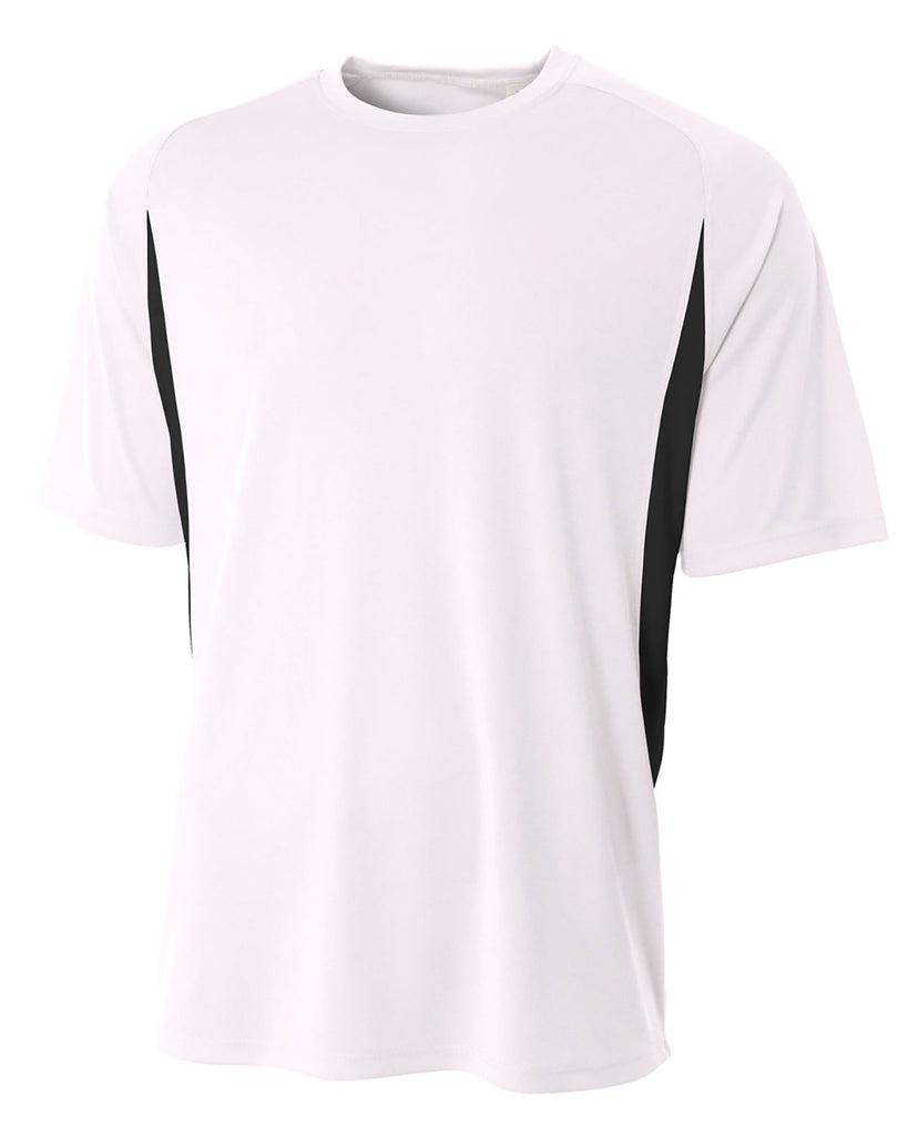 A4-N3181-Cooling Performance Color Blocked T Shirt-WHITE/ BLACK