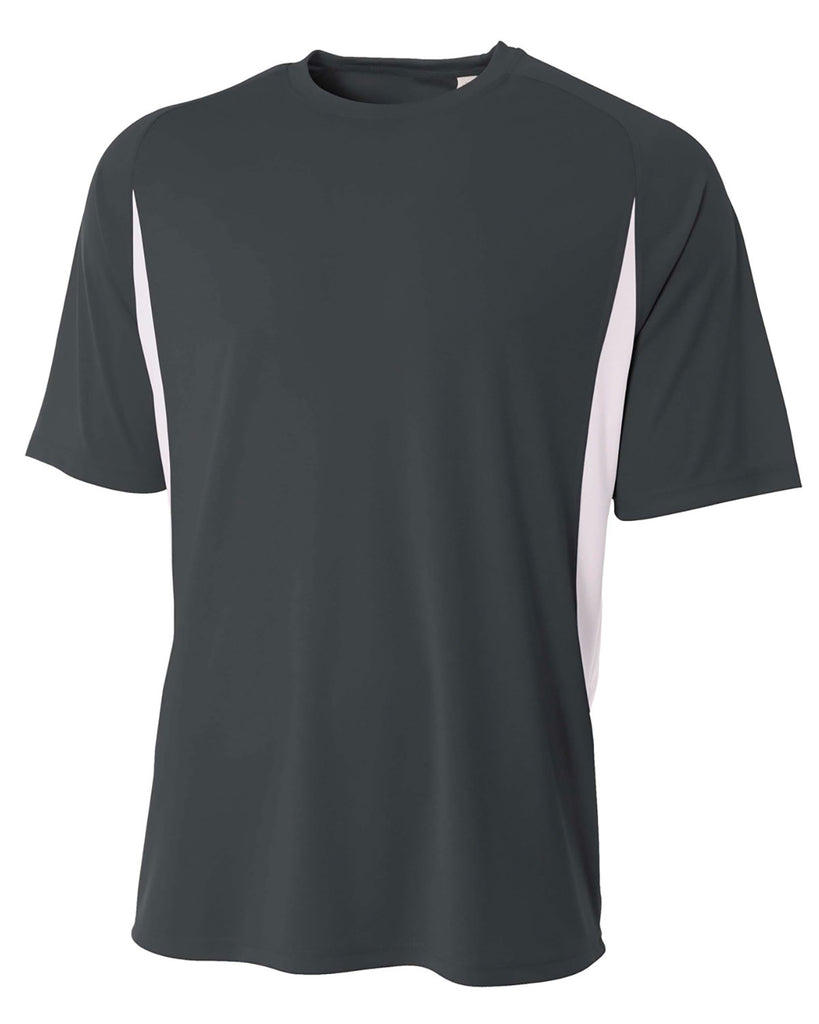 A4-N3181-Cooling Performance Color Blocked T Shirt-GRAPHITE/ WHITE