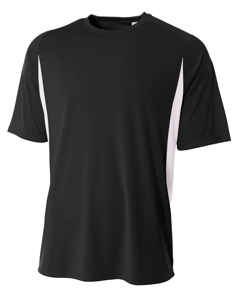 A4-N3181-Cooling Performance Color Blocked T Shirt-BLACK/ WHITE