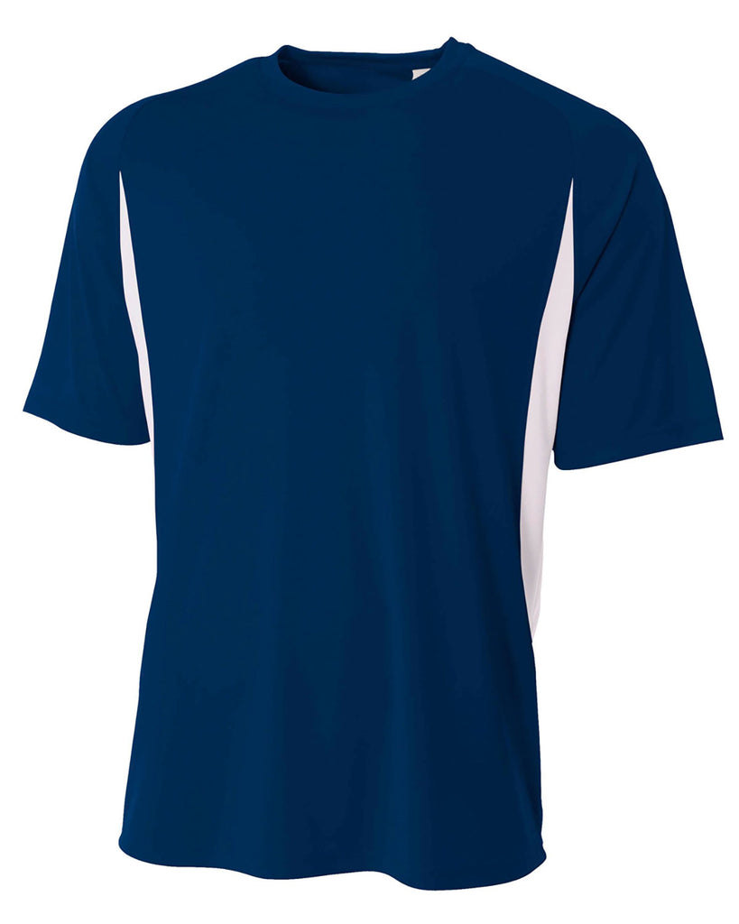 A4-N3181-Cooling Performance Color Blocked T Shirt-NAVY/ WHITE