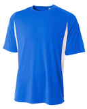 A4-N3181-Cooling Performance Color Blocked T Shirt-ROYAL/ WHITE