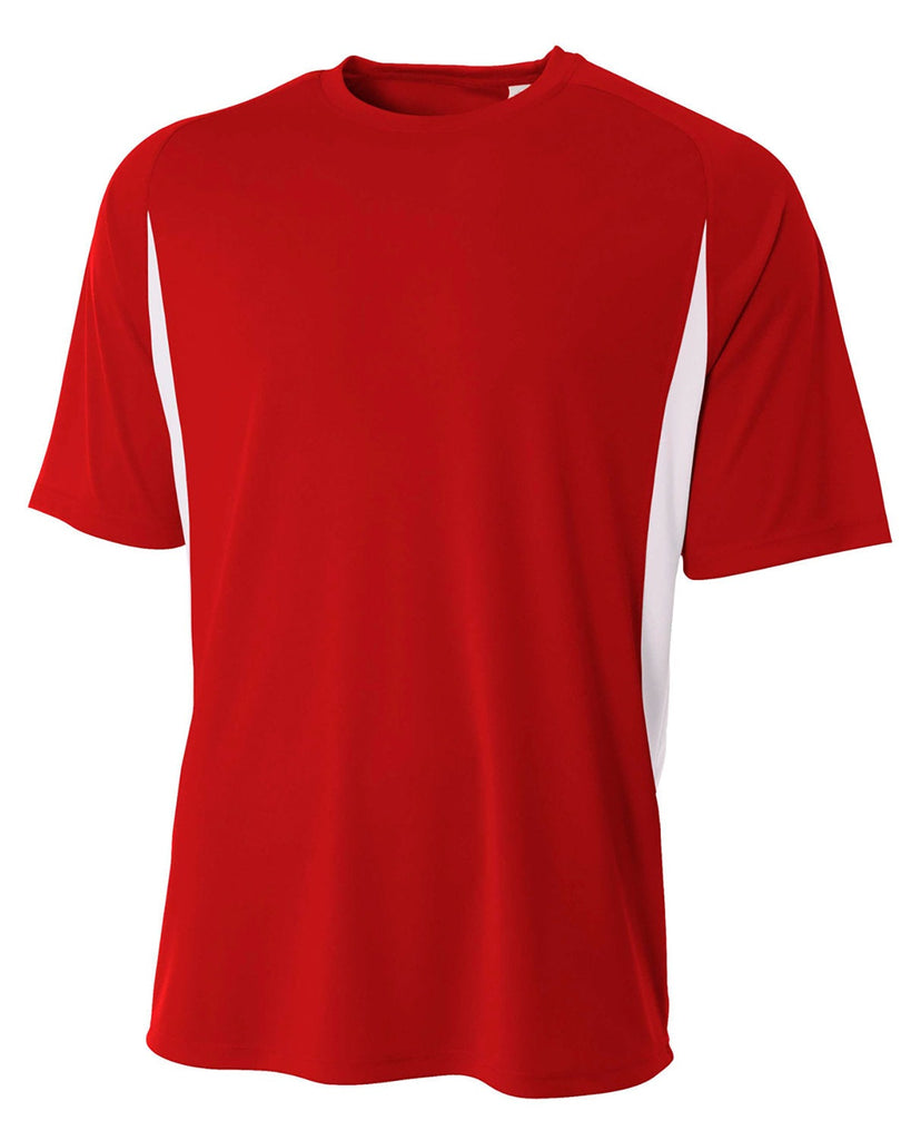 A4-N3181-Cooling Performance Color Blocked T Shirt-SCARLET/ WHITE