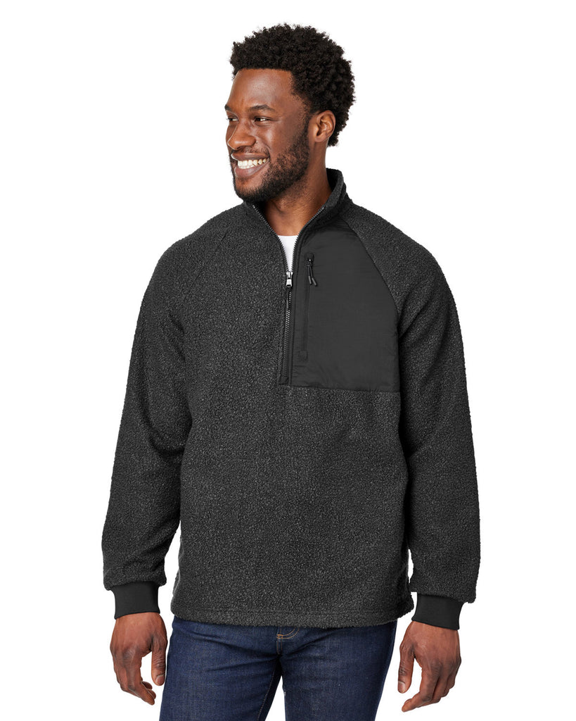 North End-NE713-Aura Sweater Fleece Quarter Zip-BLACK/ BLACK