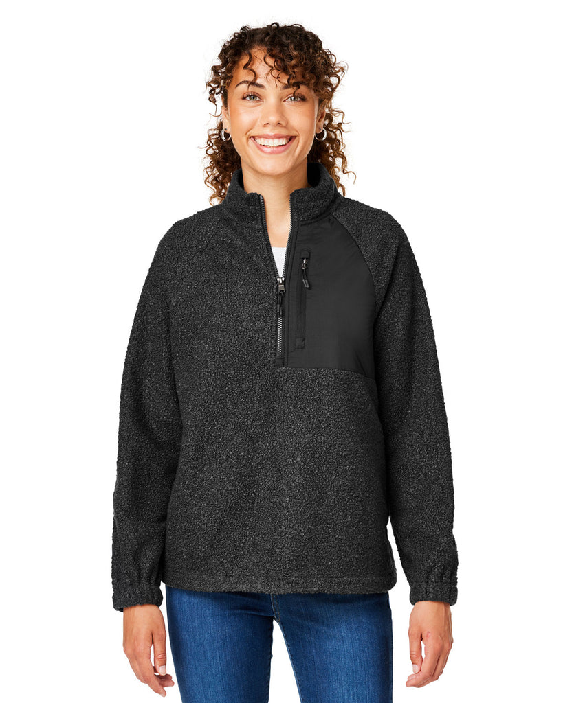 North End-NE713W-Aura Sweater Fleece Quarter Zip-BLACK/ BLACK