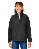 North End-NE713W-Aura Sweater Fleece Quarter Zip-BLACK/ BLACK