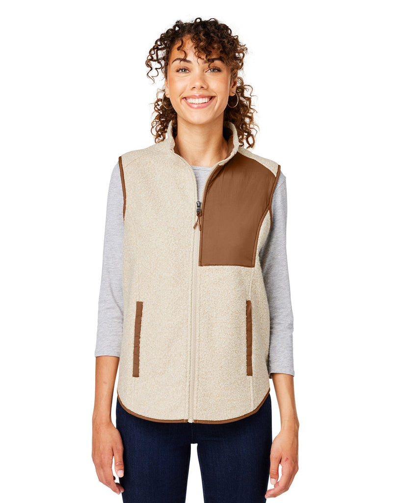 North End-NE714W-Aura Sweater Fleece Vest-OATML HTHR/ TEAK