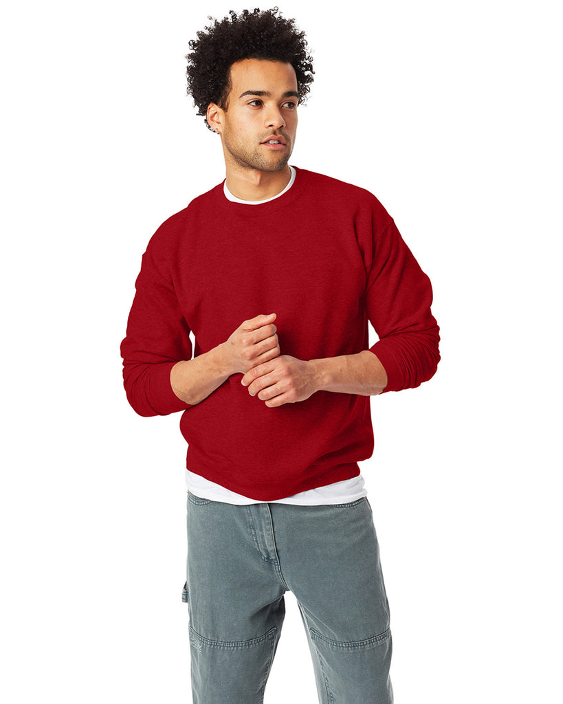 Hanes-P1607-Ecosmart Crewneck Sweatshirt-RED PEPPER HTHR