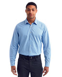Men's Microcheck Gingham Long-Sleeve Cotton Shirt-LT BLUE/ WHITE