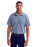 Mens Microcheck Gingham Short-Sleeve Cotton Shirt-NAVY/ WHITE
