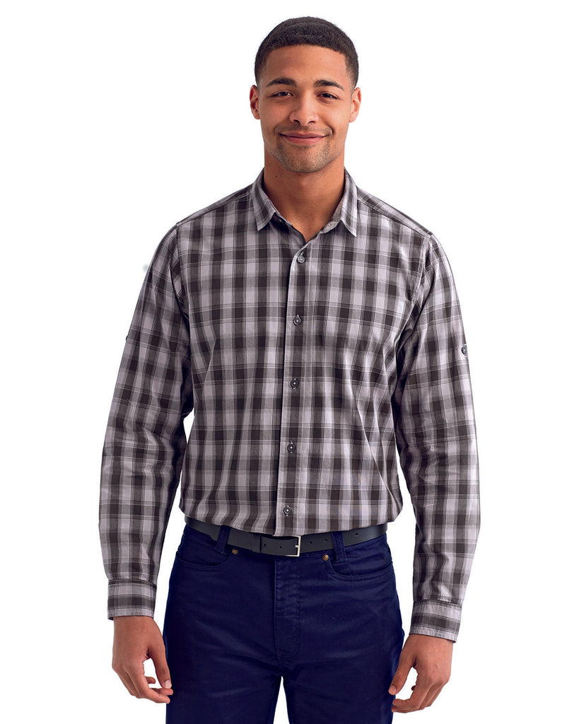 Men's Mulligan Check Long-Sleeve Cotton Shirt-STEEL/ BLACK