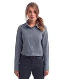 Ladies' Microcheck Gingham Long-Sleeve Cotton Shirt-BLACK/ WHITE