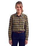 Ladies' Mulligan Check Long-Sleeve Cotton Shirt-CAMEL/ NAVY