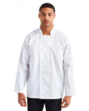 Unisex Studded Front Long-Sleeve Chef's Coat-WHITE
