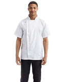 Unisex Zip-Close Short Sleeve Chef's Coat-WHITE