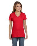 Hanes-S04V-Perfect T V Neck T Shirt-ATHLETIC RED