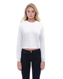 StarTee-ST1170-Boyfriend Long Sleeve Crop T Shirt-WHITE