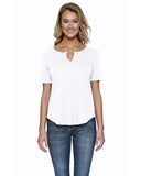 StarTee-ST1422-Cvc Slit V Neck T Shirt-WHITE