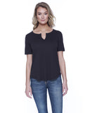 StarTee-ST1422-Cvc Slit V Neck T Shirt-BLACK