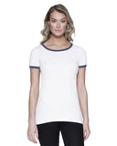 StarTee-ST1431-Cvc Ringer T Shirt-WHITE/ NAVY HTHR