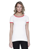 StarTee-ST1431-Cvc Ringer T Shirt-WHITE/ RED HTHR