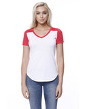 StarTee-ST1432-Cvc Varsity V Neck T Shirt-WHITE/ RED HTHR