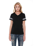 StarTee-ST1433-Cvc Striped Varsity T Shirt-BLACK/ WHITE