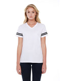 StarTee-ST1433-Cvc Striped Varsity T Shirt-WHITE/ BLACK