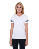 StarTee-ST1433-Cvc Striped Varsity T Shirt-WHITE/ NAVY HTHR