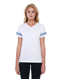 StarTee-ST1433-Cvc Striped Varsity T Shirt-WHITE/ ROYAL HTH