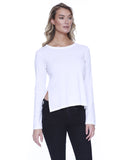 StarTee-ST1471-Cvc High Low Long Sleeve T Shirt-WHITE