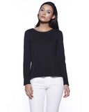 StarTee-ST1471-Cvc High Low Long Sleeve T Shirt-BLACK