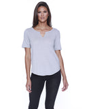 StarTee-ST1822-Cotton/Modal Slit V Neck-HEATHER GREY