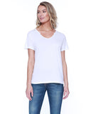 StarTee-ST1823-Cotton/Modal Open V Neck T Shirt-WHITE