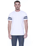 StarTee-ST2430-Cvc Stripe Varsity T Shirt-WHITE/ NAVY HTHR