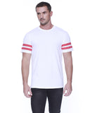 StarTee-ST2430-Cvc Stripe Varsity T Shirt-WHITE/ RED HTHR