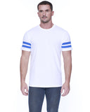 StarTee-ST2430-Cvc Stripe Varsity T Shirt-WHITE/ ROYAL HTH